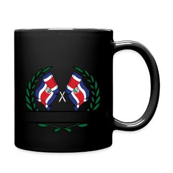 Flags Costa rica in laurel wreath banner - Full Colour Mug - black - Right