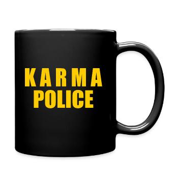 Karma police - Tasse einfarbig - Schwarz - Rechts