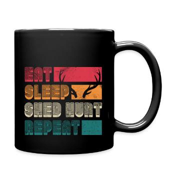 Eat Sleep Shed Hunt Repeat Hunting Season Antler - Full Colour Mug - black - Right