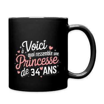 Princesse de 34 Ans - Mug uni - noir - Droite