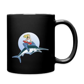 Pin Up on Swordfish - Full Colour Mug - black - Right