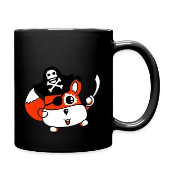 Little Cute Captain Fox Pirate Animal Eye Patch - Full Colour Mug - black - Right