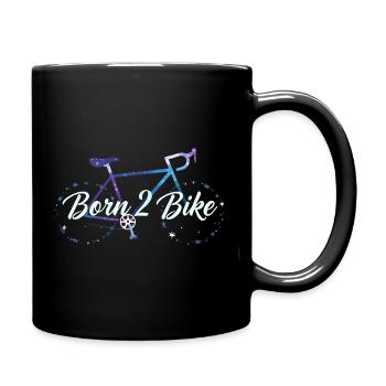 "Born 2 Bike" Himmlisches Fahrraddesign - Tasse einfarbig - Schwarz - Rechts