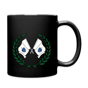 USA Massachusetts Flaggen im Lorbeerkranz - Tasse einfarbig - Schwarz - Rechts