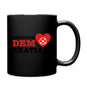 Rakastan demokratiaa - Tasse einfarbig - Schwarz - Rechts