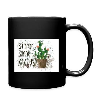 Sommer, Sonne, Kaktus – Aquarelldesign - Tasse einfarbig - Schwarz - Rechts