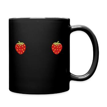 Erdbeere 2 - Tasse einfarbig - Schwarz - Rechts