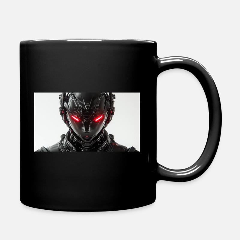 Futuristischer Roboter mit rot leuchtenden Augen - Tasse einfarbig - Schwarz