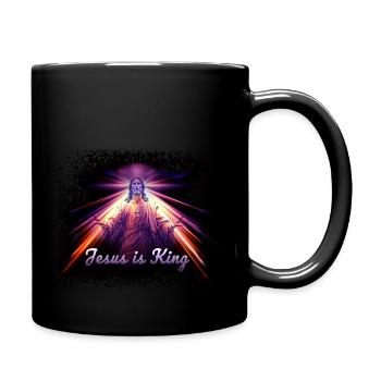 "Jesus is King" , Jesus Image violett/pink - Tasse einfarbig - Schwarz - Rechts