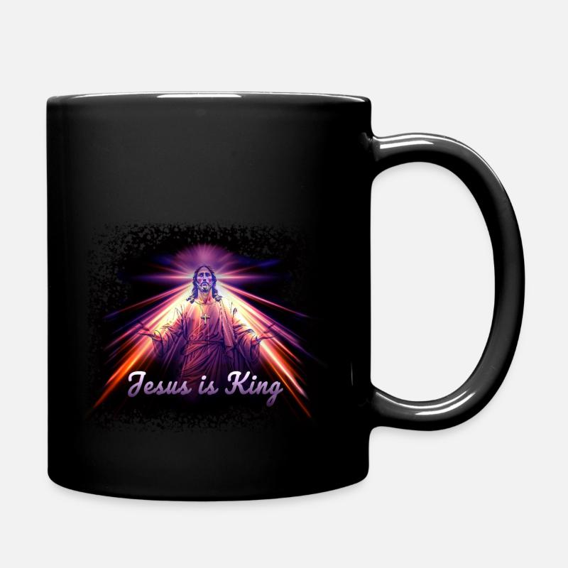 "Jesus is King" , Jesus Image violett/pink - Tasse einfarbig - Schwarz