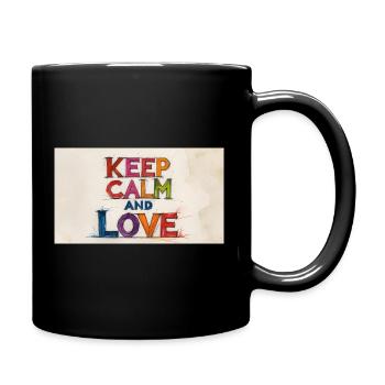 Retro Bunt Bleib ruhig und Liebe - Tasse einfarbig - Schwarz - Rechts