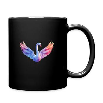Geometrischer Schwan in Pastellfarben - Tasse einfarbig - Schwarz - Rechts