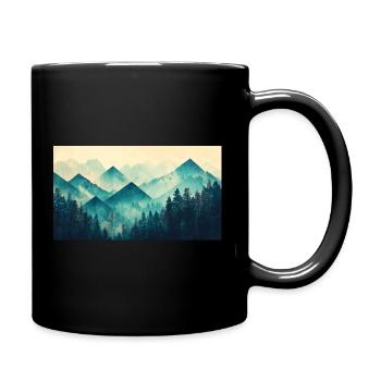 montagnes forestières - Mug uni - noir - Droite