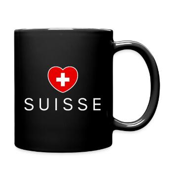 Ich liebe die Schweiz, Herz Schweiz - Tasse einfarbig - Schwarz - Rechts