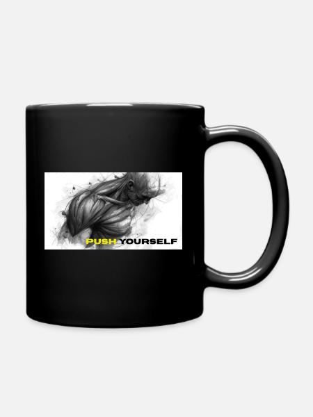 Strong Self Motivation Illustration - Full Colour Mug - black