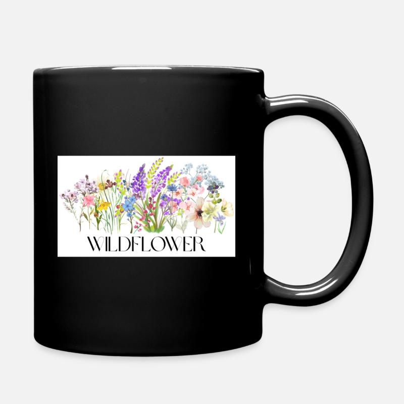 Blumenwiese Aquarell-Design - Tasse einfarbig - Schwarz