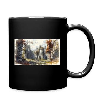 Herbstruinen in Aquarell - Tasse einfarbig - Schwarz - Rechts