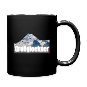Großglockner - Design mit Schrift & Bergshilouette - Tasse einfarbig - Schwarz - Rechts