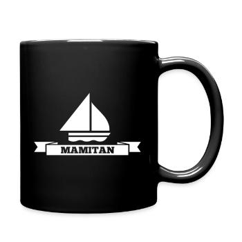 Mamitän Lustiges Wortspiel Kapitän Mama Anker - Tasse einfarbig - Schwarz - Rechts