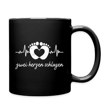 Expectant mother TWO HEARTS BEAT Funny - Full Colour Mug - black - Right