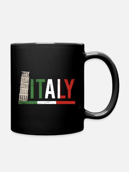 Italy Colosseum Flag Portrait - Full Colour Mug - black