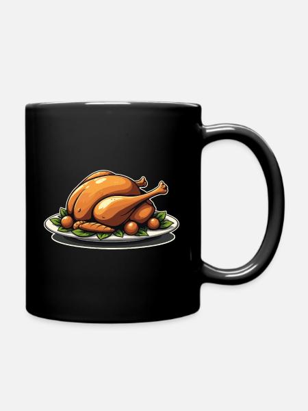 Assiette de dinde rôtie - Mug uni - noir