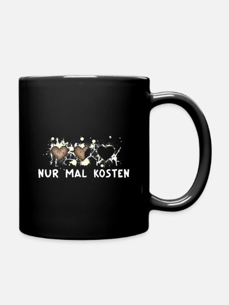 Nur mal kosten… Süßes Weihnachtsmotiv - Tasse einfarbig - Schwarz