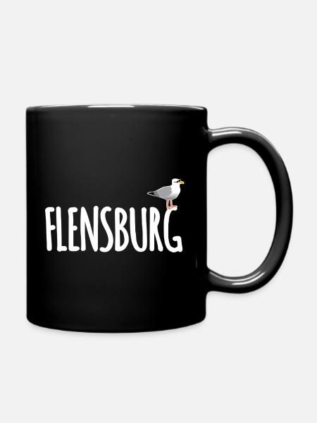Flensburg Möwe - Tasse einfarbig - Schwarz