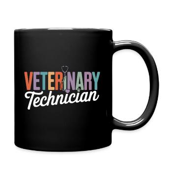 Tiermedizinischer Techniker Regenbogen-Logo - Tasse einfarbig - Schwarz - Rechts