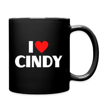 Ich liebe Cindy rotes Herz Retro Statement  - Tasse einfarbig - Schwarz - Rechts