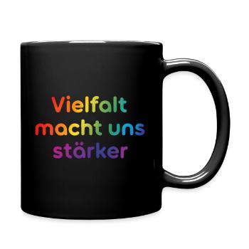 Vielfalt macht uns stärker - Tasse einfarbig - Schwarz - Rechts