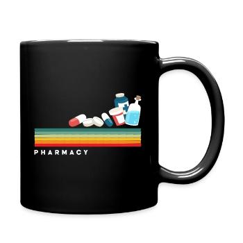 Retro pharmacist pharmacy technician - Full Colour Mug - black - Right