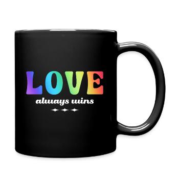 LGBTQ+ Love Always Wins Regenbogen Farben - Tasse einfarbig - Schwarz - Rechts