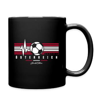 Österreich Flagge Fußball Herzschlag Österreicher - Tasse einfarbig - Schwarz - Rechts