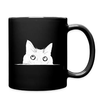 Peeping Cat - Full Colour Mug - black - Right