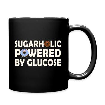 Sugarholic angetrieben von Glukose - Tasse einfarbig - Schwarz - Rechts