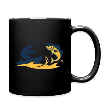Angler Boat Fish Silhouette - Full Colour Mug - black - Right