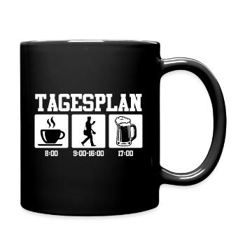 Briefträger TAGESPLAN Paketzusteller Lustig - Tasse einfarbig - Schwarz - Rechts