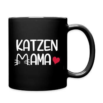 Katzen Mama - Tasse einfarbig - Schwarz - Rechts