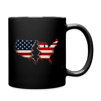 Broken Heart USA Flag - Full Colour Mug - black - Right