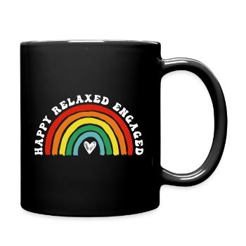Hippy Rainbow Heart Arc Tee - Full Colour Mug - black - Right