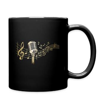 Sänger Mikrofon Karaoke Musiker Mikrophon Singen - Tasse einfarbig - Schwarz - Rechts