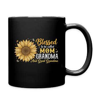 Urgroßmutter-Oma Sonnenblumen-Geschenk - Tasse einfarbig - Schwarz - Rechts