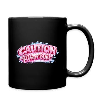 Vorsicht, wenn nasser, lustige, flirtige Aussage Tee Wortspiel sp - Tasse einfarbig - Schwarz - Rechts