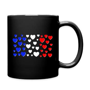 Drapeau français en forme de cœur Cœur français - Mug uni - noir - Droite