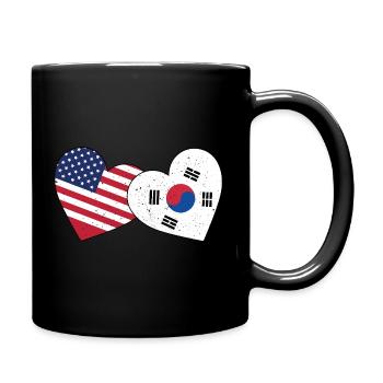 South Korea And US Flag American Korean - Full Colour Mug - black - Right