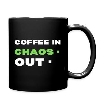 Kaffee im Chaos. Ende - Tasse einfarbig - Schwarz - Rechts