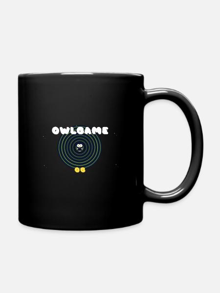 Eule in Neonspiralen - Tasse einfarbig - Schwarz