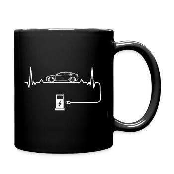 Amour des voitures électriques avec battement de cœur Voitures électriques - Mug uni - noir - Droite