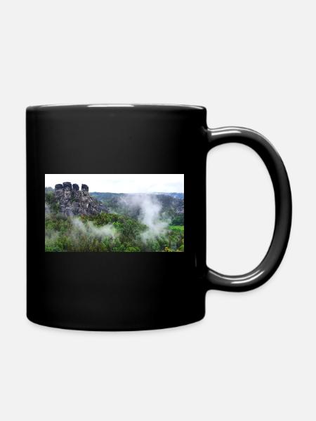 Morgendunst im Elbsandsteingebirge - Tasse einfarbig - Schwarz